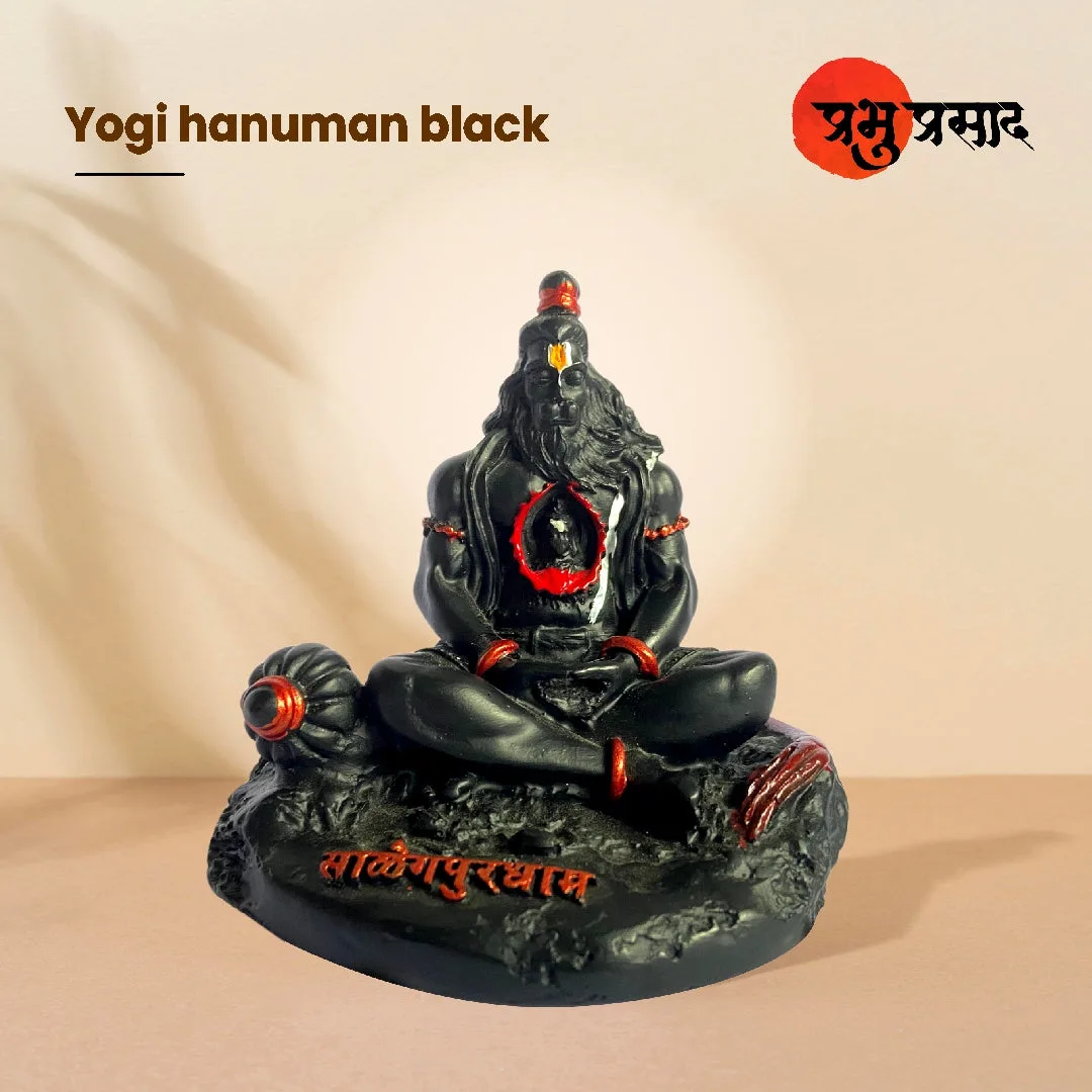 Yogi Hanuman Idol – Premium Resin Murti (Orange / Black)