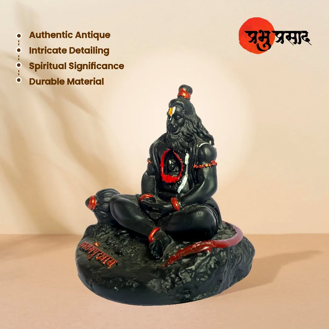 Yogi Hanuman Idol – Premium Resin Murti (Orange / Black)