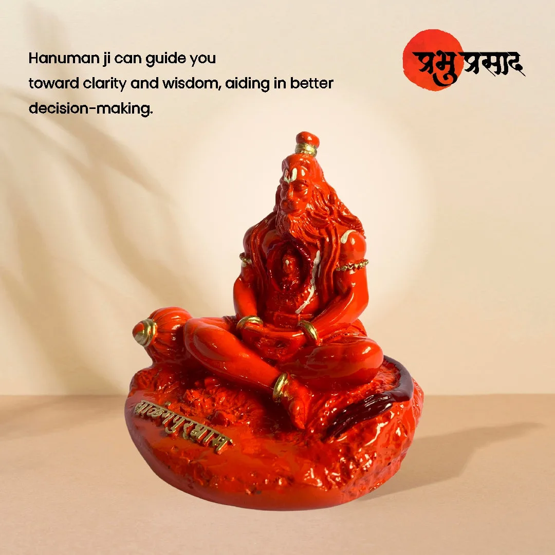 Yogi Hanuman Idol – Premium Resin Murti (Orange / Black)