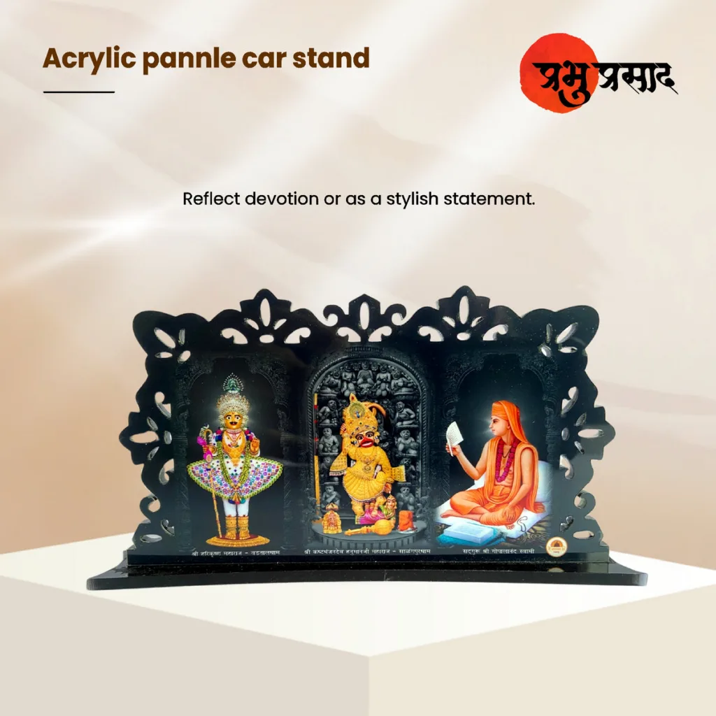 Acrylic Car Dashboard Stand – Harikrushna Maharaj, Kashtbhanjan Dev & Gopalanand Swami